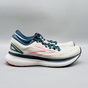 Brooks Shoes Womens 8 White Pink Glycerin 19 Running Road Athletic Sneakers